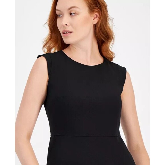 Anne Klein Women's Textured Sleeveless Sheath Dress Formal Casual Chic Black 8 - Picture 3 of 13